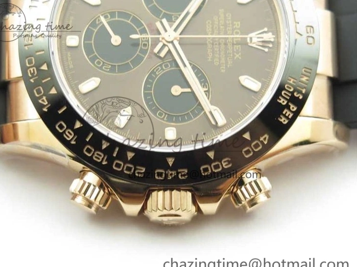 1224 Daytona 116515 Noob 1:1 Best Edition Chocolate Dial Lume Markers on Black Rubber Strap SA4130 (Free Extra Strap) V Stylish 2976